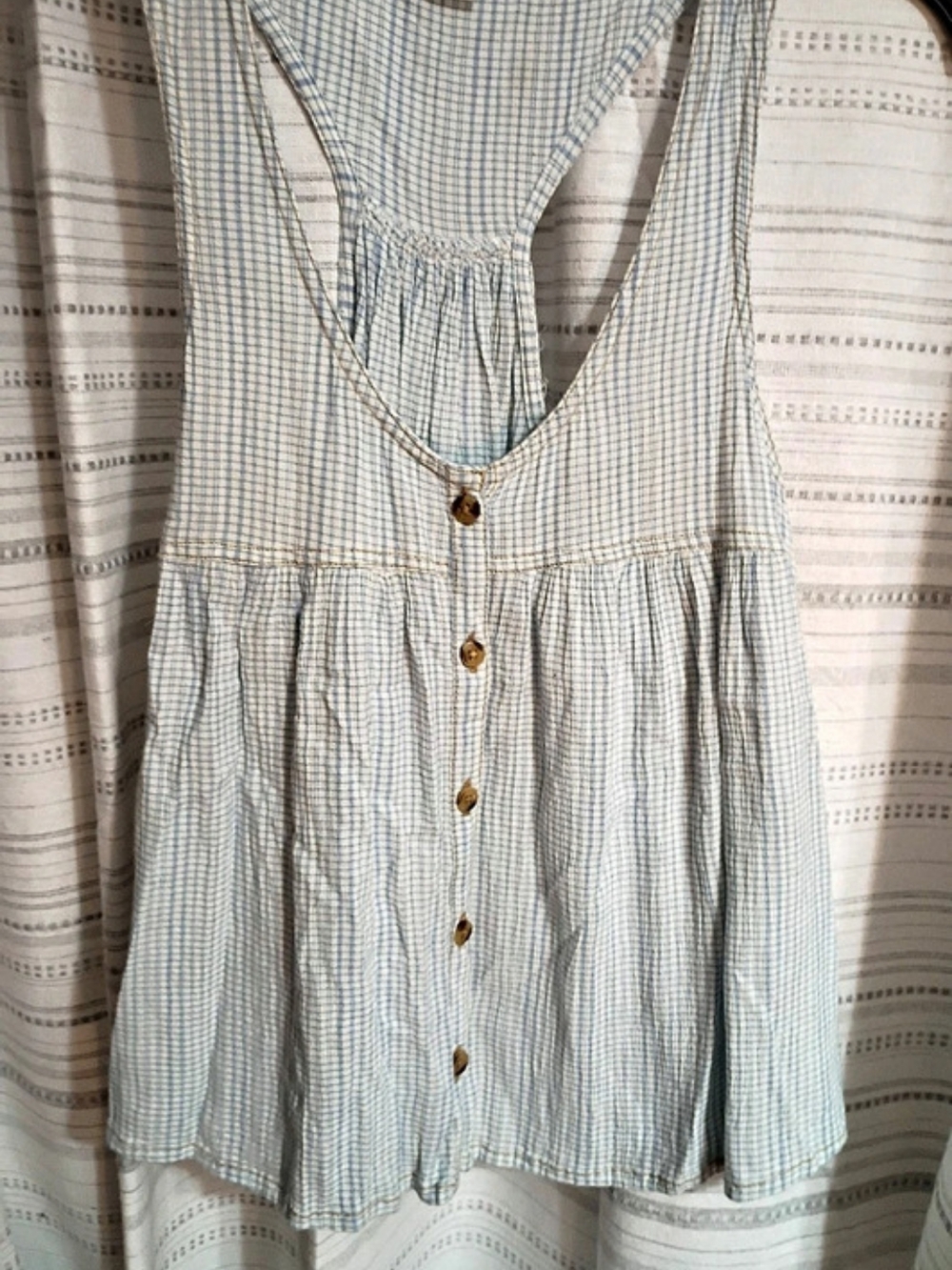O'Neill Gingham Tank Top in Blue & White Size Small